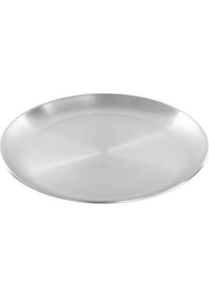 26 cm Paslanmaz Çelik Kemik Tükürük Kabı Gümüş Sığ Tepsi Metal Yemek Diski Yuvarlak Tabak Tatlı Sofra Takımı (Yurt Dışından)