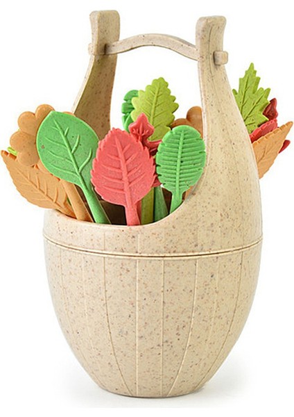 Çocuklar Için Buğday Samanı Meyve Çatalı, Saklama Kovası, Bento Kutusu, Süslemeli Meyve Kokteyli Tatlısı, Mini Kürdan, Bej (Yurt Dışından)