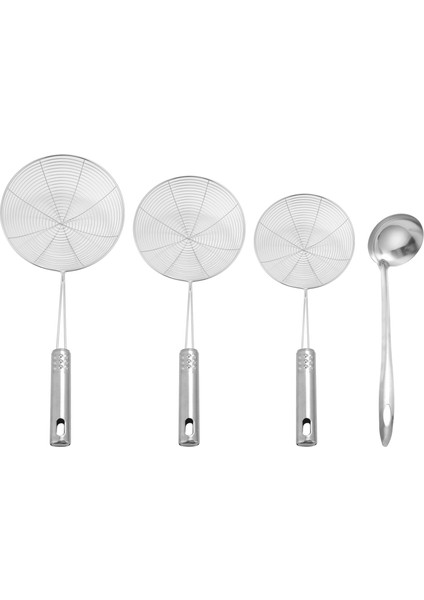 Skimmer Kaşığı, 4'lü Paket Paslanmaz Çelik Örümcek Süzgeç Skimmer Kaşığı, Donut Kaşığı, Mutfak Derin Fritözü Için Skimmer Kaşığı (Yurt Dışından)