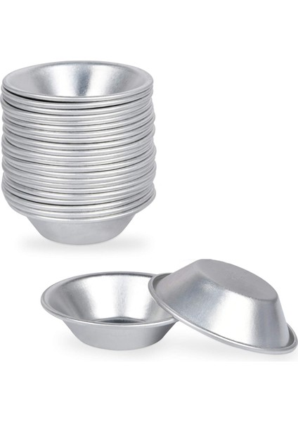 25'li Yumurta Tart Kalıbı Yumurta Tart Kabı Yumurta Tart Tabanı, Yuvarlak Yeniden Kullanılabilir Yapışmaz (Alüminyum) (Yurt Dışından)