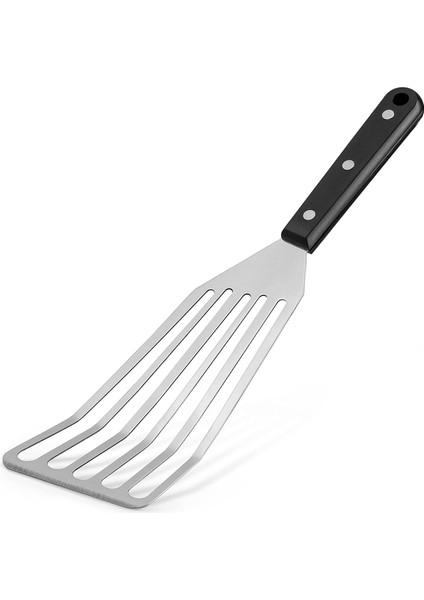 12,4 Inç Balık Spatulası - Eğimli Baş Tasarımına Sahip Yuvalı Balık Çevirme Spatulası - Dayanıklı ve Hafif Ince Metal Spatula (Yurt Dışından)