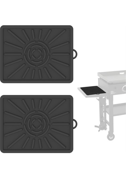 Izgara Matı, Yan Raf Matı, Açık Hava Izgarası Mutfak Tezgahı Için Silikon Izgara Pedi, Barbekü Izgara Matları (2'li Paket, Siyah) (Yurt Dışından) fiyatları