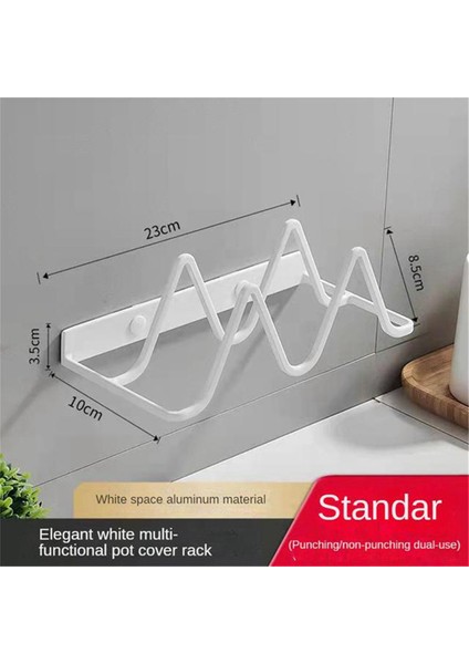 Paslanmaz Tencere Kapağı Tutucu Duvara Monte Tabaklık Güçlü Taşıma Kapasitesi Delinmez Tencere Kapağı Rafı Galeri Rafı Siyah-B (Yurt Dışından) fiyatları