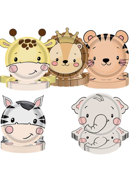 Orman Hayvanı Temalı Kağıt Tabak Hayvan Tek Kullanımlık Tabaklar ve Çatal Bıçak Takımı Vahşi Hayvan Temalı Bebek Vaftiz Fil (Yurt Dışından) modelleri