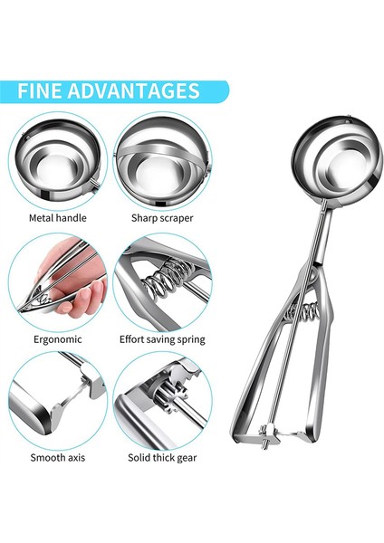 Pişirme Için Çoklu Boyutlu Tetikli Paslanmaz Çelik Kurabiye Kepçeleri ile Dondurma Kepçesi Seti 3'lü Set (Yurt Dışından) modelleri