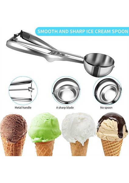 Pişirme Için Çoklu Boyutlu Tetikli Paslanmaz Çelik Kurabiye Kepçeleri ile Dondurma Kepçesi Seti 3'lü Set (Yurt Dışından) fırsatları