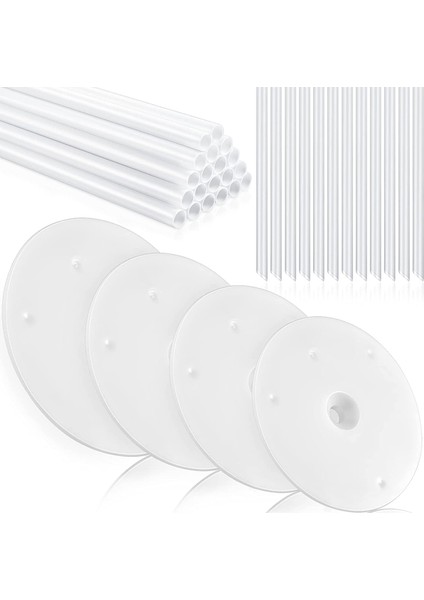 36 Parça Plastik Kek Dübeli Çubuk Seti, 20 Parça Beyaz Kek Çubuğu Destek Çubuğu ve 4 Parça Kek Ayırıcı Plaka (Yurt Dışından)