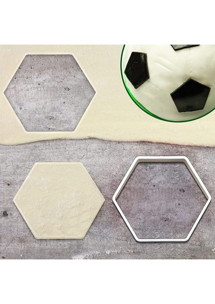 Futbol Desenli Kurabiye Kesiciler Futbol Pasta Fondan Altıgen Kesici Mutfak Dıy Pasta Dekorasyon Araçları (Yurt Dışından) indirimleri