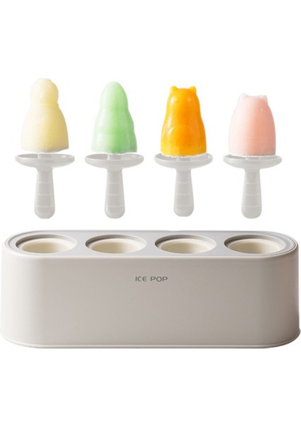 Ev Yapımı Dondurma Kalıp Seti, 4 Parçalı Ev Yapımı Silikon Dondurma Yapma Seti, Yeniden Kullanılabilir Mutfak Kendin Yap Kalıpları, Gri-Beyaz (Yurt Dışından) modelleri
