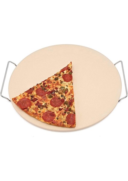 13 Inç Pizza Pişirme Araçları Fırın ve Barbekü Izgara Pişirme Levhası Mutfak Ekmek Tepsisi Destek Çerçevesi ile Ekstra Kalın Taş (Yurt Dışından)