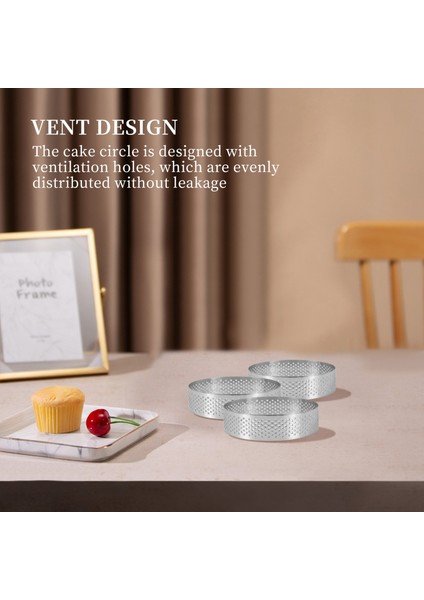 6'lı Paket Paslanmaz Çelik Tart Halkası, Isıya Dayanıklı Delikli Kek Mus Halkası, Kek Halkası Kalıbı, Yuvarlak Kek Pişirme Aletleri (Yurt Dışından) indirimleri