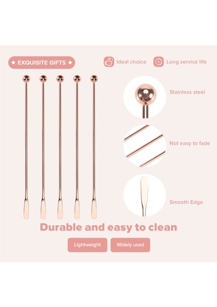 5 Adet Paslanmaz Çelik Karıştırıcı Içecek Karıştırıcıları Karıştırma Kokteyl Çubuğu - Gül Altın - Düz Çubuk, 19 cm (Yurt Dışından) indirimleri