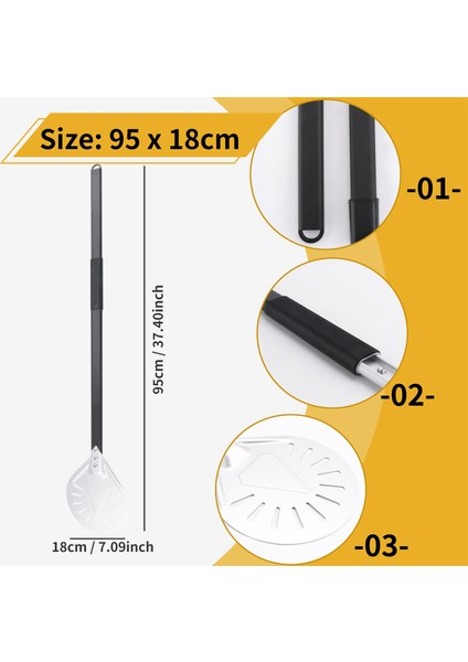 Uzun Saplı 7 Inç Delikli Çıkarılabilir Pizza Çevirme Kabı Pizza Küreği Alüminyum Pizza Kabı Kürek Kabı (Yurt Dışından) fırsatları