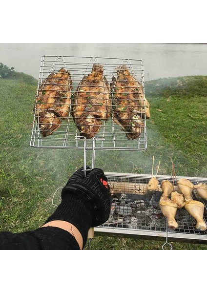Barbekü Balık Izgara Ağı Barbekü Izgara Balık Rafı Yapışmaz Üçlü Balık Izgara Sepeti Ahşap Saplı Barbekü Aleti 1 Adet (Yurt Dışından) modelleri