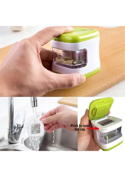 Sarımsak Kıyma Makinesi Çift Taraflı Sarımsak Ezici ve Soyucu Çift Kesici Kırıcı Kesici Kıyma Makinesi ve Ev Için Saklama Kabı (Yurt Dışından) modelleri