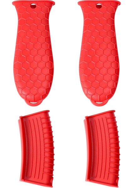 4'lü Silikon Sıcak Sap Tutucu Kapağı Dökme Demir Tava Sapı Kapağı Tencere Sapı Tutucu Kılıfı Isıya Dayanıklı - Kırmızı (Yurt Dışından)