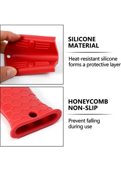 4'lü Silikon Sıcak Sap Tutucu Kapağı Dökme Demir Tava Sapı Kapağı Tencere Sapı Tutucu Kılıfı Isıya Dayanıklı - Kırmızı (Yurt Dışından) indirimleri