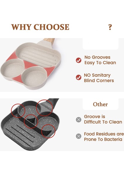 Yapışmaz Yumurta Tavası, Yumurta Kızartma Tavası Tavası, 3'ü 1 Arada Kahvaltı Izgara Tavası, Yumurta Tavası, Sağlıklı Tencere Yumurta Pişirici Tava (Yurt Dışından) indirimleri