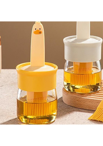 Ev Için Sevimli Cam Yağ Kavanozu, Silikon Fırça, Mutfak Mini Taşınabilir Yağ Şişesi, Barbekü Yağı ve Sos Pişirme Fırçası Sarı (Yurt Dışından) modelleri
