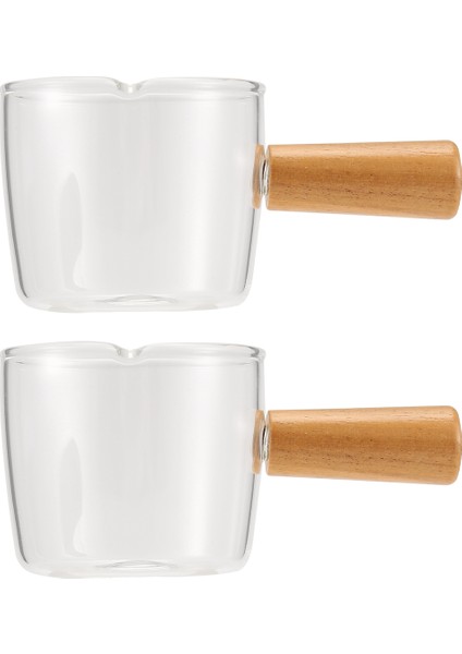 Ahşap Saplı 2 Adet Şeffaf Cam Krema Kabı, Mini Kahve Süt Kreması Sürahisi 100 ml (Yurt Dışından) fiyatları
