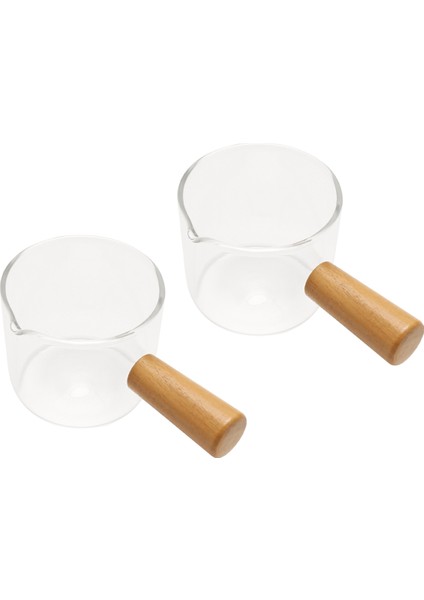 Ahşap Saplı 2 Adet Şeffaf Cam Krema Kabı, Mini Kahve Süt Kreması Sürahisi 100 ml (Yurt Dışından) fırsatları