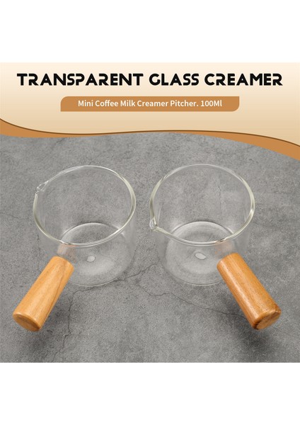 Ahşap Saplı 2 Adet Şeffaf Cam Krema Kabı, Mini Kahve Süt Kreması Sürahisi 100 ml (Yurt Dışından) indirimleri