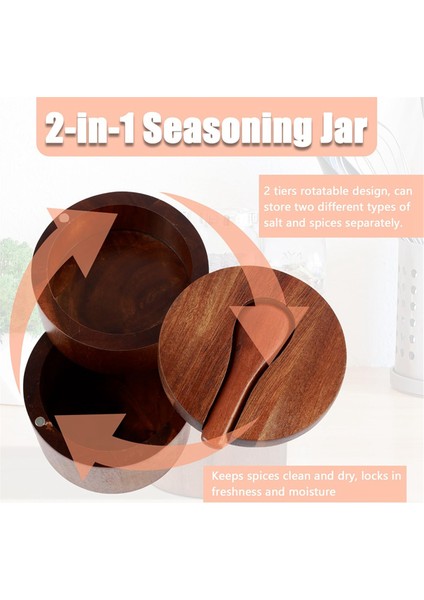 Ahşap Tuzluk, 2 Katlı Baharat Kabı, Tuz, Baharat, Ot Veya Favori Soslarınızı Saklamak Için Küçük Ahşap Kutu (Yurt Dışından) modelleri