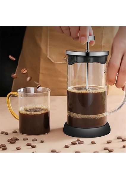 French Press Kahve Makineleri Paslanmaz Çelik Cam Kahve Makinesi Çok Fonksiyonlu El Delme Makinesi Kahve Aksesuarları 350ML (Yurt Dışından) fırsatları
