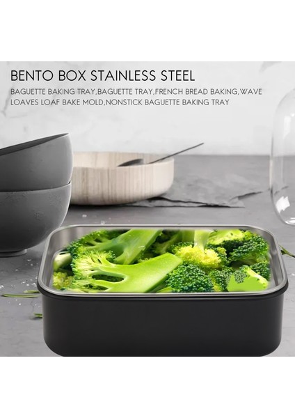 304 Paslanmaz Çelik Istiflenebilir Bölmeli Öğle Yemeği/atıştırmalık Kutusu 2 Katlı Bento/yiyecek Kabı Yetişkinler Veya Çocuklar Için Siyah (Yurt Dışından) fırsatları