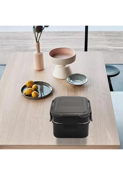 304 Paslanmaz Çelik Istiflenebilir Bölmeli Öğle Yemeği/atıştırmalık Kutusu 2 Katlı Bento/yiyecek Kabı Yetişkinler Veya Çocuklar Için Siyah (Yurt Dışından) indirimleri