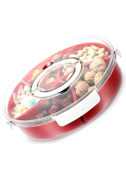 Kapaklı Saplı Bölmeli Atıştırmalık Servis Tepsisi, 5 Bölmeli Kapaklı Plastik Atıştırmalık Gıda Kapları Sebze Tepsisi (Yurt Dışından) fiyatları