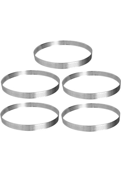 5'li Paket 20 cm Delikli Yuvarlak Tart Halkaları Paslanmaz Çelik Meyveli Turta Kiş Kek Mus Kalıbı Mutfak Pişirme Kalıbı (Yurt Dışından)