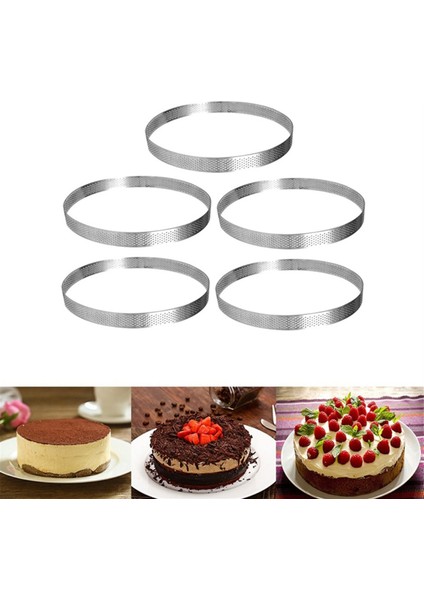 5'li Paket 20 cm Delikli Yuvarlak Tart Halkaları Paslanmaz Çelik Meyveli Turta Kiş Kek Mus Kalıbı Mutfak Pişirme Kalıbı (Yurt Dışından) indirimleri