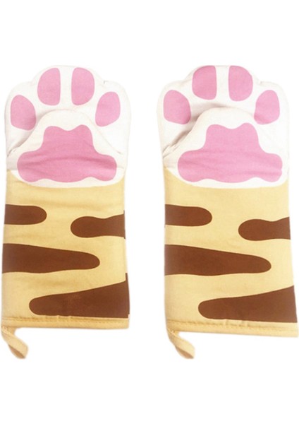 B-Cotton Sevimli Kedi Fırın Eldiveni Kedi Pençesi Pişirme Isı Yalıtımı Mikrodalga Haşlanma Önleyici Eldiven (Yurt Dışından)