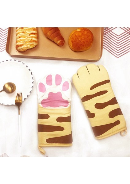 B-Cotton Sevimli Kedi Fırın Eldiveni Kedi Pençesi Pişirme Isı Yalıtımı Mikrodalga Haşlanma Önleyici Eldiven (Yurt Dışından) fiyatları