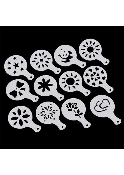 12 Adet Cappuccino Kahve Beyaz Şablon Şablonu Serpme Çiçek Ped Toz Spreyi (Yurt Dışından) fiyatları