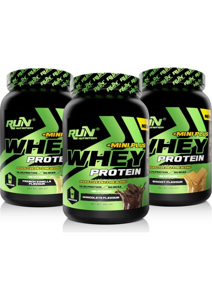 Whey Protein Mini Plus Triple Paketi Bisküvi, Çikolata, French Vanilya