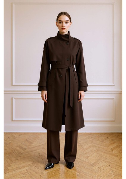 Regular Fit Kemerli Pamuklu Uzun Trençkot F5519AX25AU