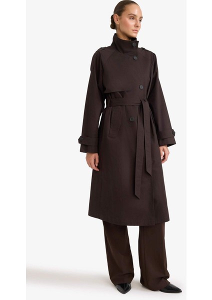 Regular Fit Kemerli Pamuklu Uzun Trençkot F5519AX25AU fiyatları