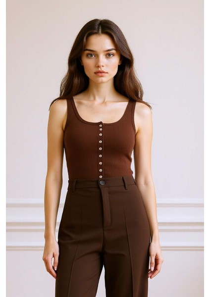 Slim Fit Dar Kesim Düğmeli Atlet F7685AX25AU