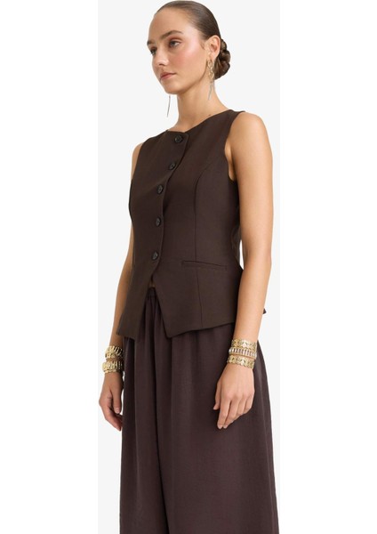 Fitted Bisiklet Yaka Düğmeli Yelek F8180AX25AU indirimleri