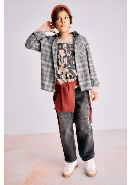 Erkek Çocuk Barrel Fit Düz Paça Jean Pantolon G1649A825AU