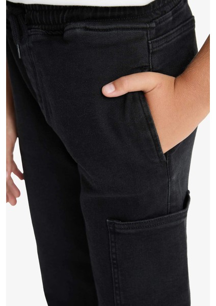 Erkek Çocuk Kargo Jogger Esnek Bantlı Paça Jean Pantolon G1653A825AU