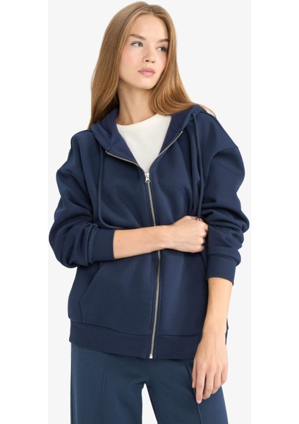 Oversize Geniş Kalıp Kapüşonlu Fermuarlı Sweatshirt V4233AZ25WN modelleri