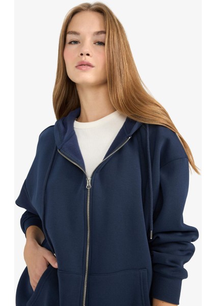 Oversize Geniş Kalıp Kapüşonlu Fermuarlı Sweatshirt V4233AZ25WN fırsatları