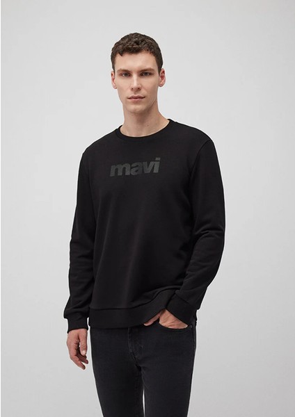 Mavi Logo Baskılı Siyah Sweatshirt 066303-900