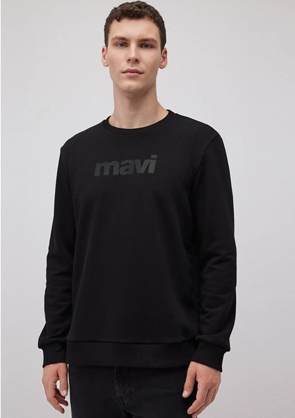 Mavi Logo Baskılı Siyah Sweatshirt 066303-900