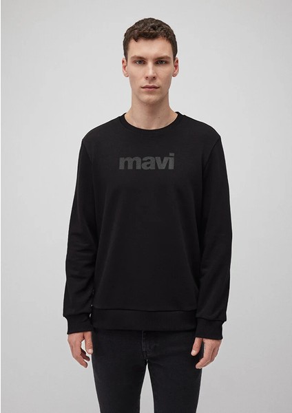 Mavi Logo Baskılı Siyah Sweatshirt 066303-900