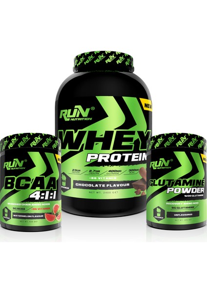 Kas Kütlesi + Vücut Geliştirme Paketi 2 (Whey Protein 2.4kg,Glutamine,Bcaa)