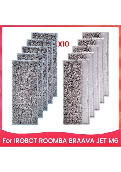 Irobot Roomba Braava Jet M6 Süpürme Robotu Aksesuarları Için 10 Adet Islak ve Kuru Paspas Bezi Seti Yedek Temizlik Bezi (Yurt Dışından)